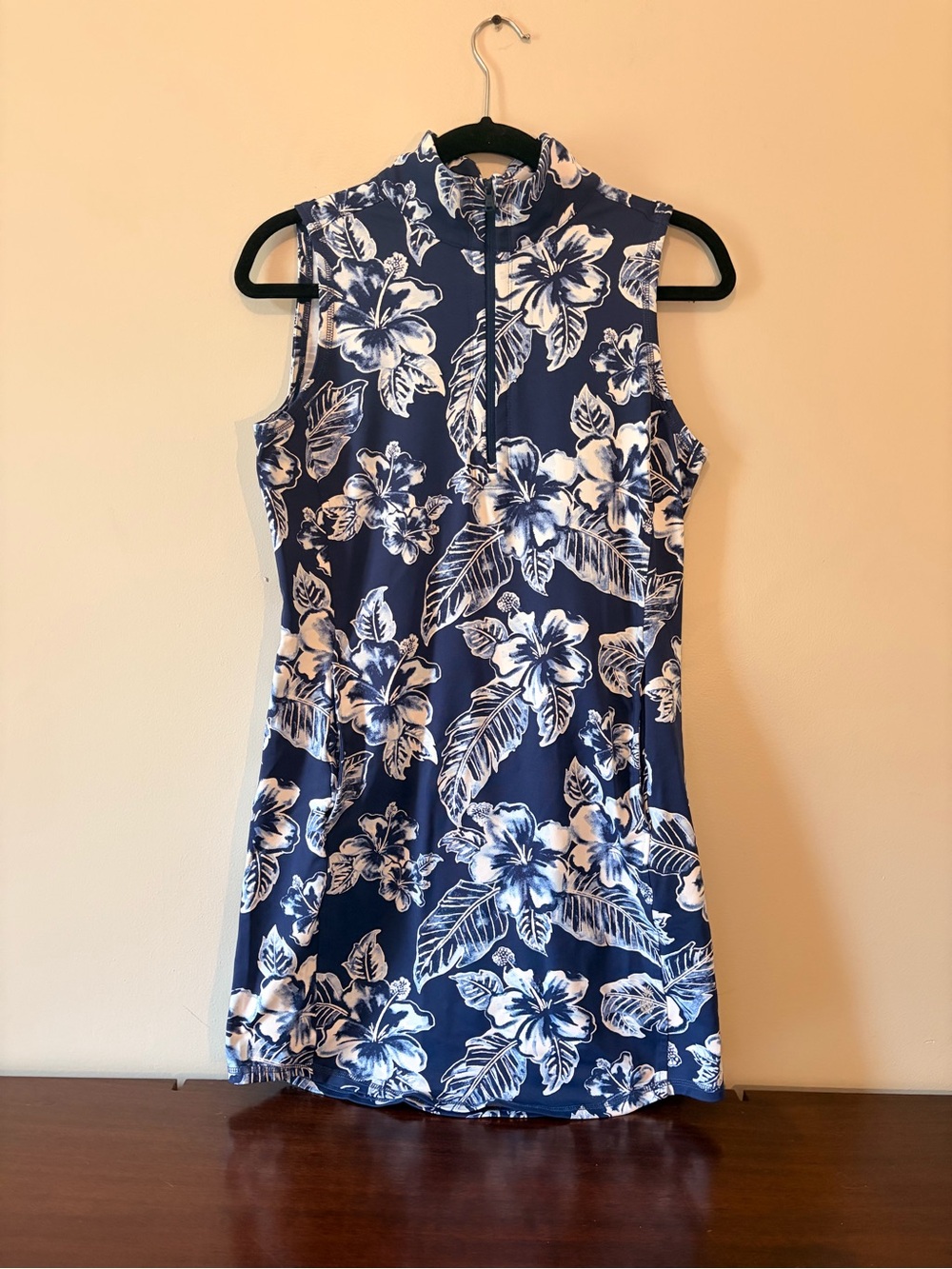 Tommy Bahama Navy & White Floral Zip-Front Mini Dress Size XS